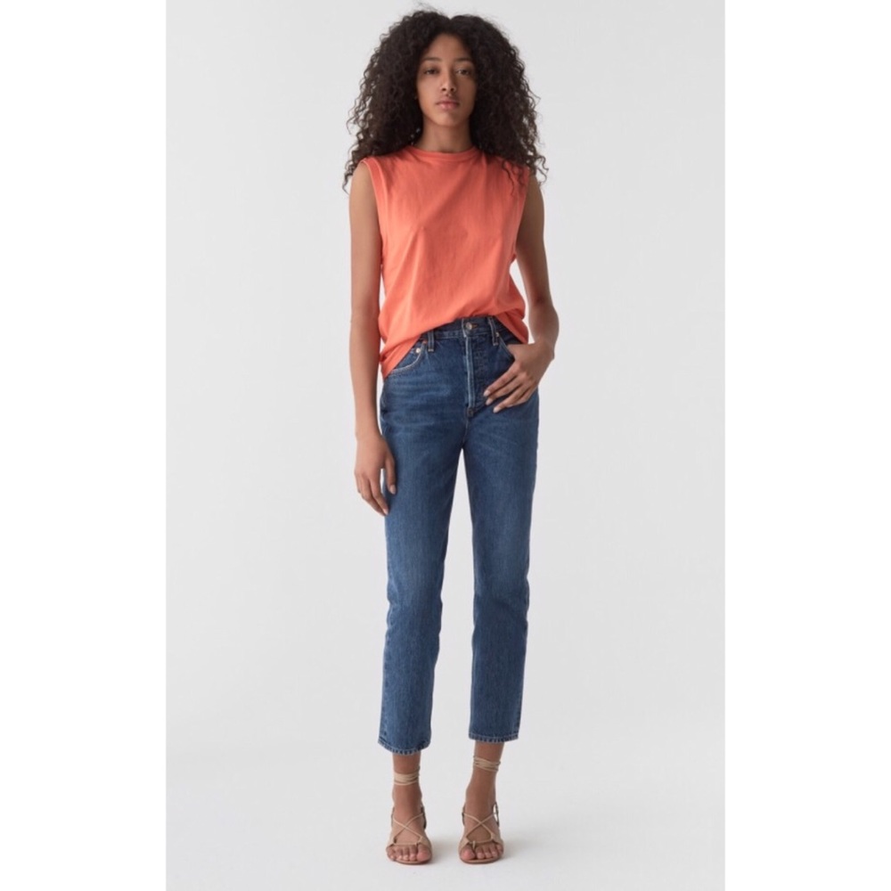 AGOLDE Riley Hi Rise Straight Crop in Air Blue